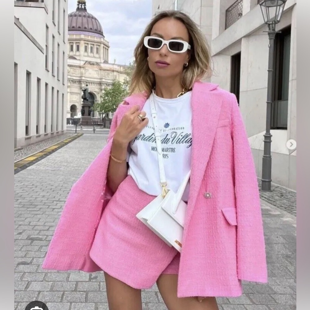 NWT Zara Pink Textured Blazer size L